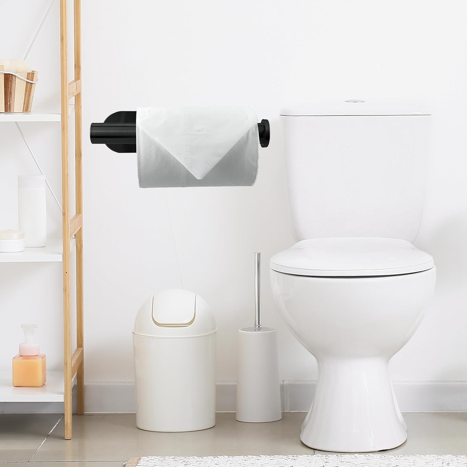 Eolax Portarotolo Carta Igienica Autoadesivo In Acciaio Inox SUS304 Per Bagno, Cucina, Toilette, Senza Foratura, Porta Asciugamani Di Carta Montata A Parete, Confezione Da 2 (Nero
