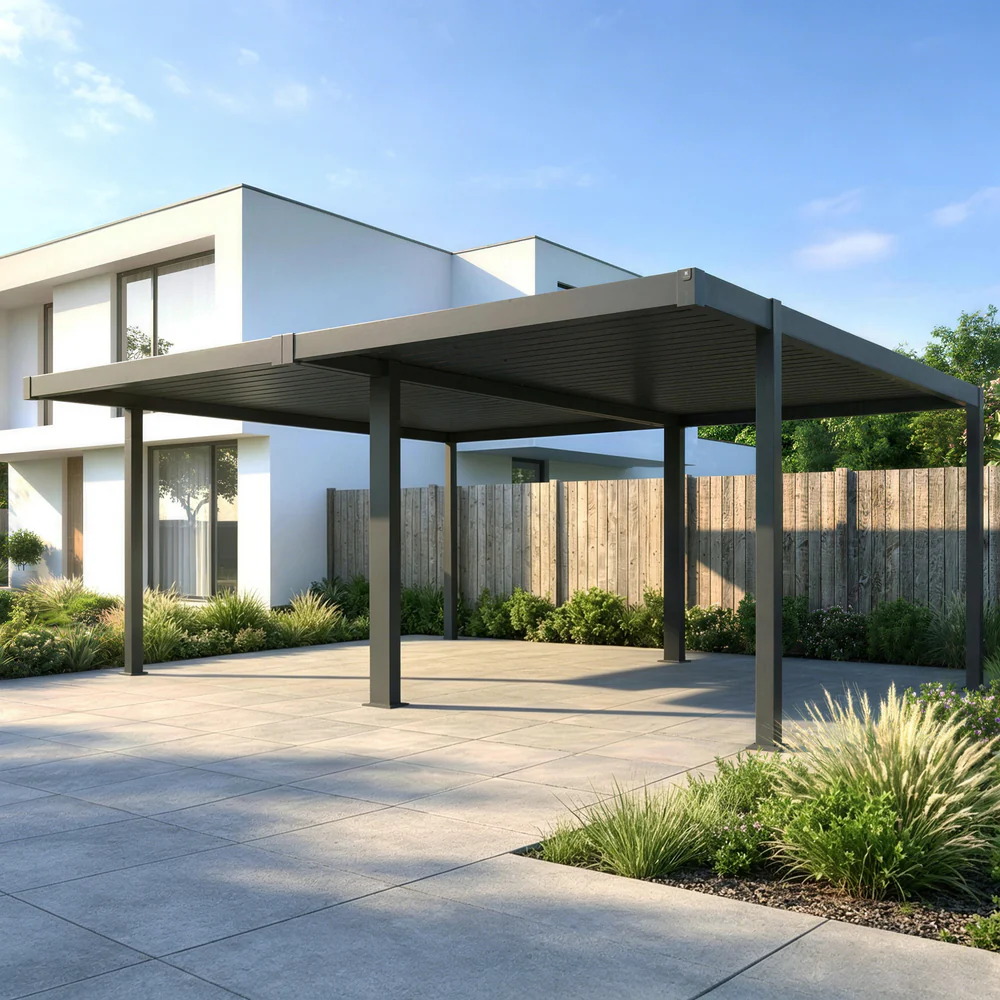 Carport Double | Abri pour voiture autoportée 6x5 m MIRADOR 111S, structure en alumimium et toit acier anthracite - 3