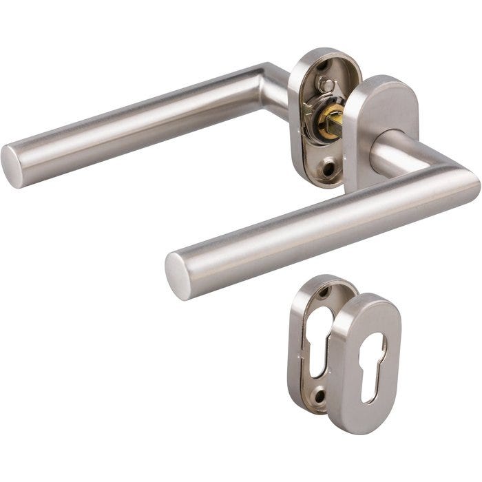 Poignée de porte sur rosace inox mat - Clé I - Ovale EST.ZG 21 ...