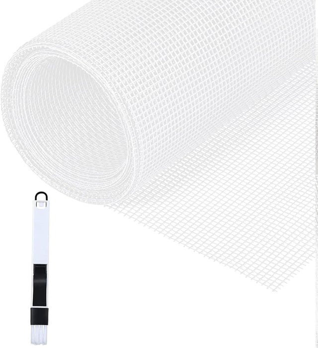 Mosquitera recortable de 300x150 cm, resistente, equipada con un cepillo de limpieza para ventanales.