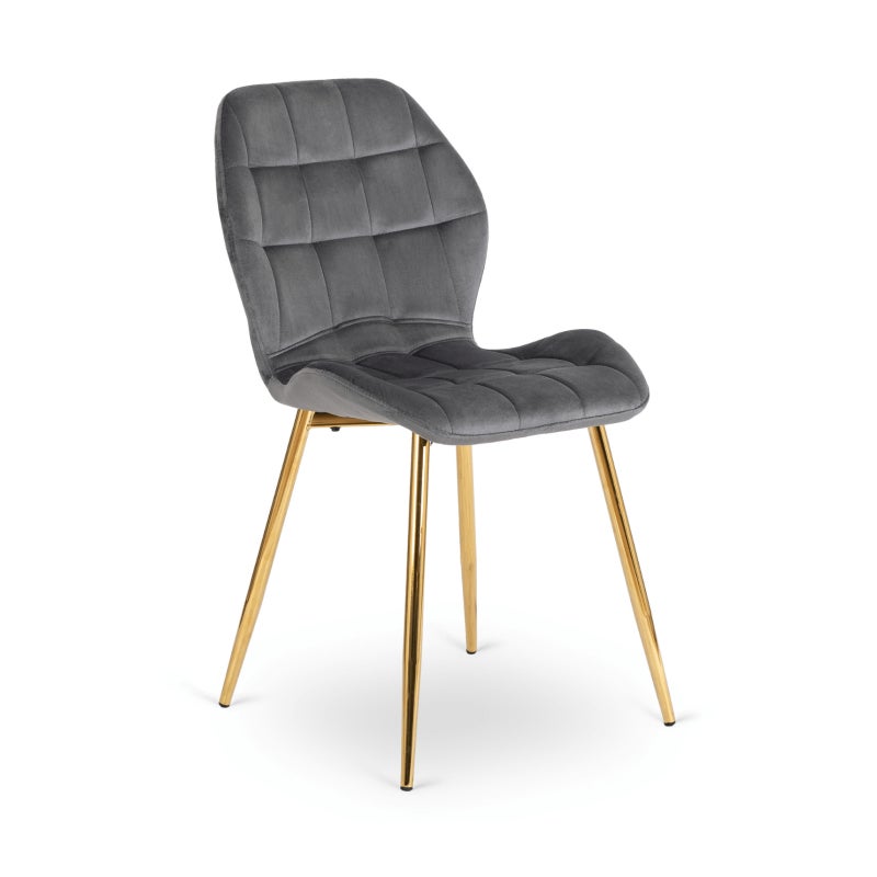 Krzesło Glamour Tapicerowane Welurowe Do Salonu Jadalni Szare LUCKY