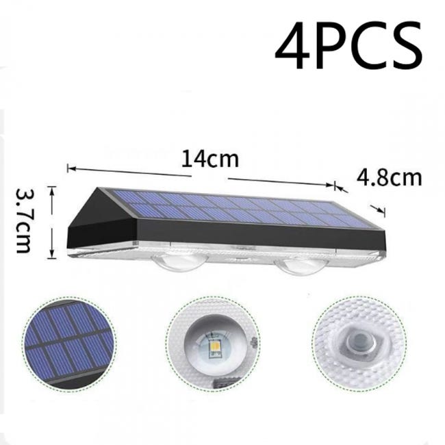 Applique Murale Solaire Extérieur IP65 | Lot De 4, 8 Couleurs, RGB, Angle Réglable | Pour Jardin, Terrasse, Clôture | Éclairage Décoratif Autonome