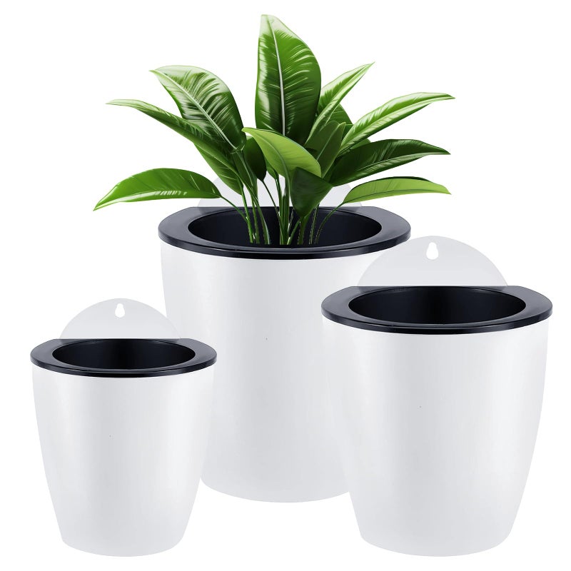 Zestaw 3 wiszących doniczek z systemem nawadniania, wiszące doniczki z automatycznym nawadnianiem, ogrodzenie, ozdoby ogrodowe do biura lub domu