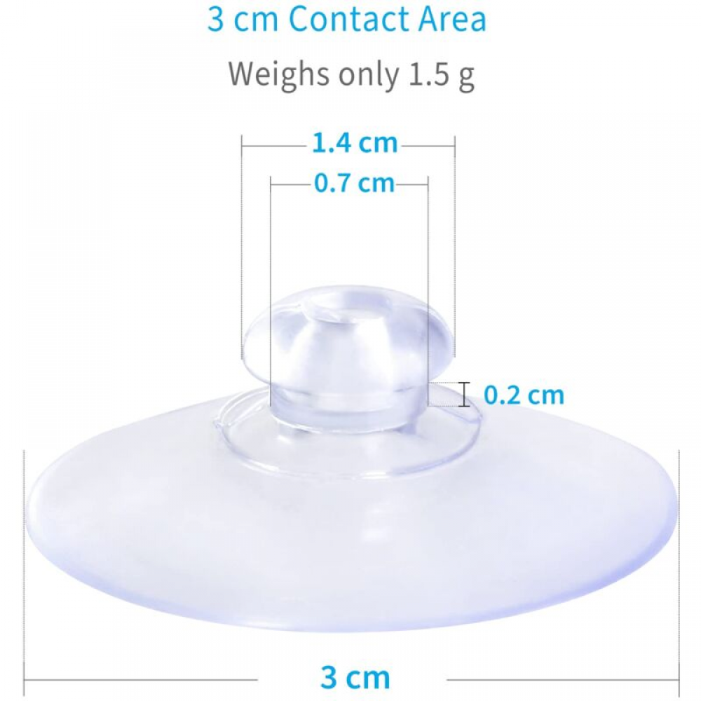 Opakowanie 20 przezroczystych przyssawek z tworzywa sztucznego PVC o średnicy 3 cm, bez haczyków, do dekoracji i organizacji domu. - 2