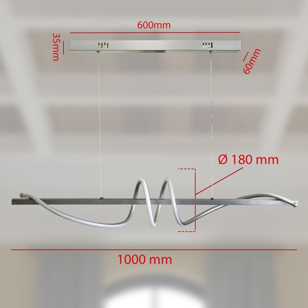 Lampadario LED bianco a sospensione moderno intreccio 4000K-3000k-6500K con switch colore ideale per soggiorno cucina ufficio 65W Argento - 5