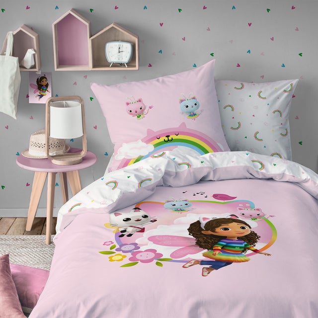 Parure de lit imprimée 100% coton, GABBY ET LA MAISON MAGIQUE GARDEN