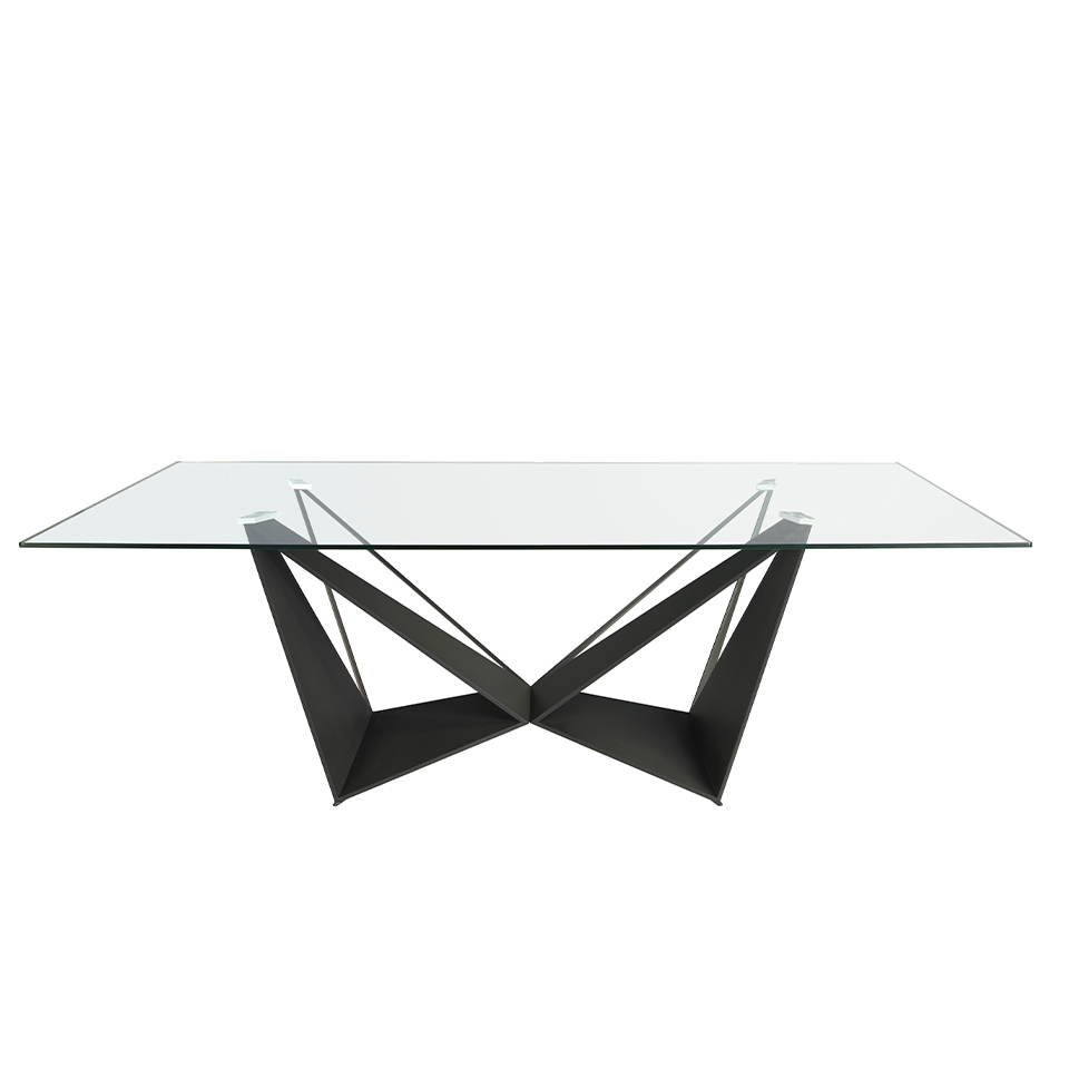 Table à manger rectangulaire en verre 240 x 120 x 75 cm. - 2