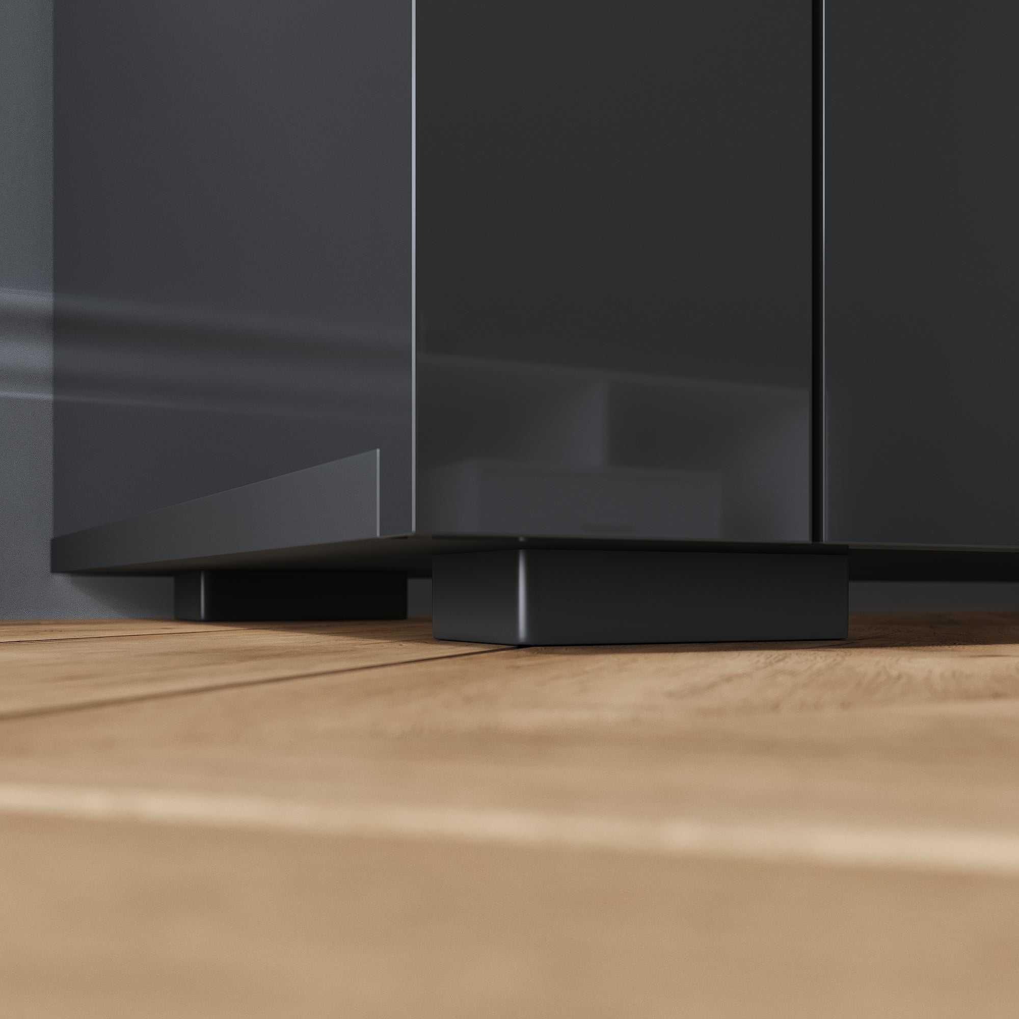 SIRHONA Meuble TV LED Moderne Sans Tirette + Double Porte + Noir + 180cm - 9