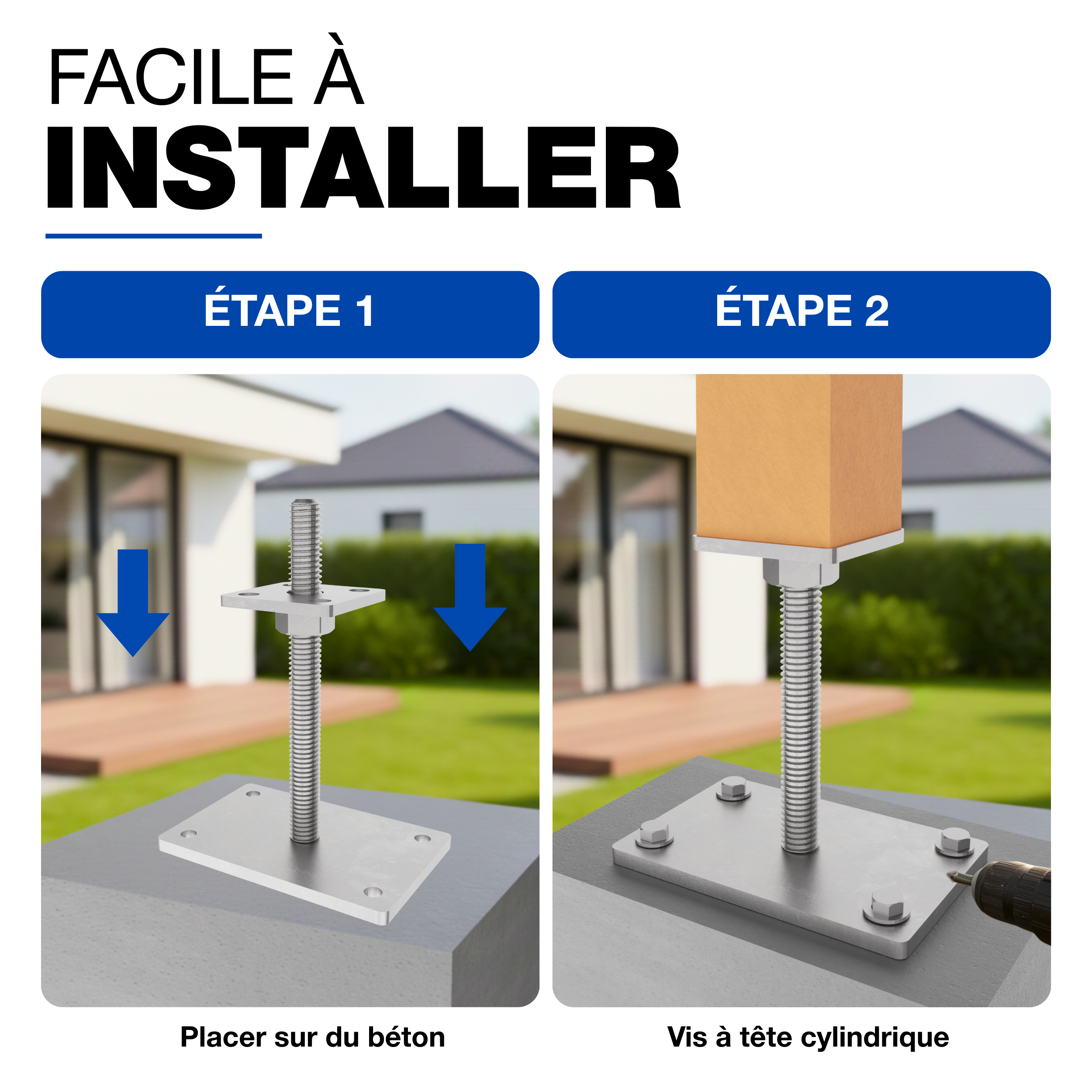 Support de poteau Galvanisé à chaud 100 x 100 mm | 50 - 230 mmhauteur reglable platine bois pied clôture GeZu Impex - 3