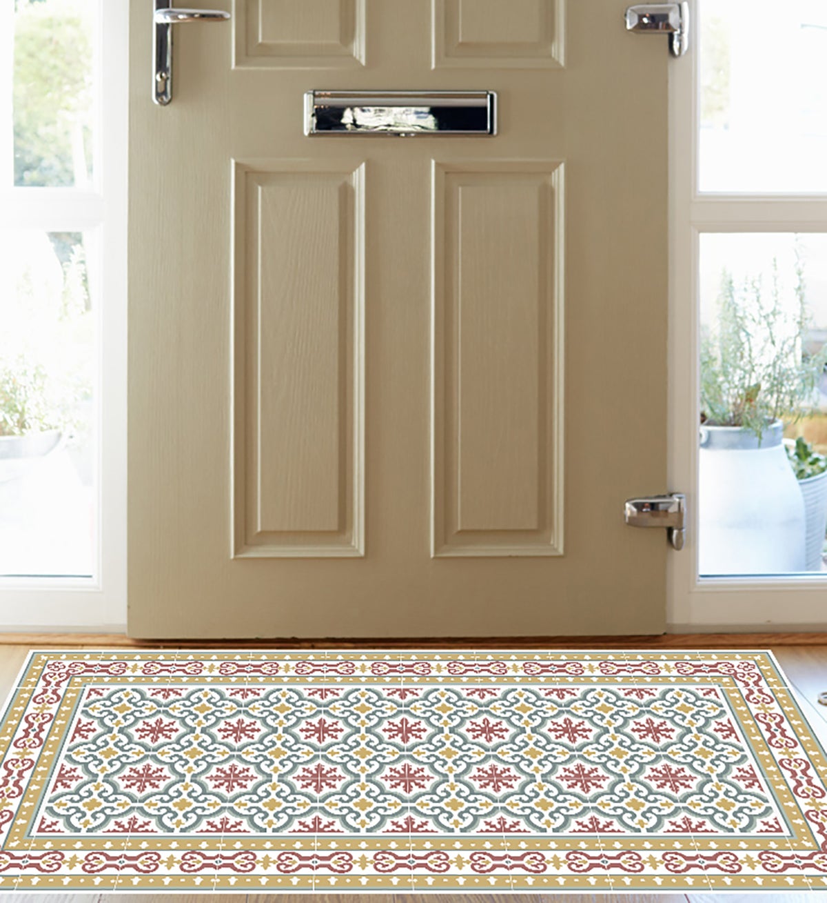 Tapis antidérapant en vinyle Brigitte 50x100 cm - PVC imprimé, lavable, ignifuge, pour le salon ou la cuisine, style hydraulique - 3