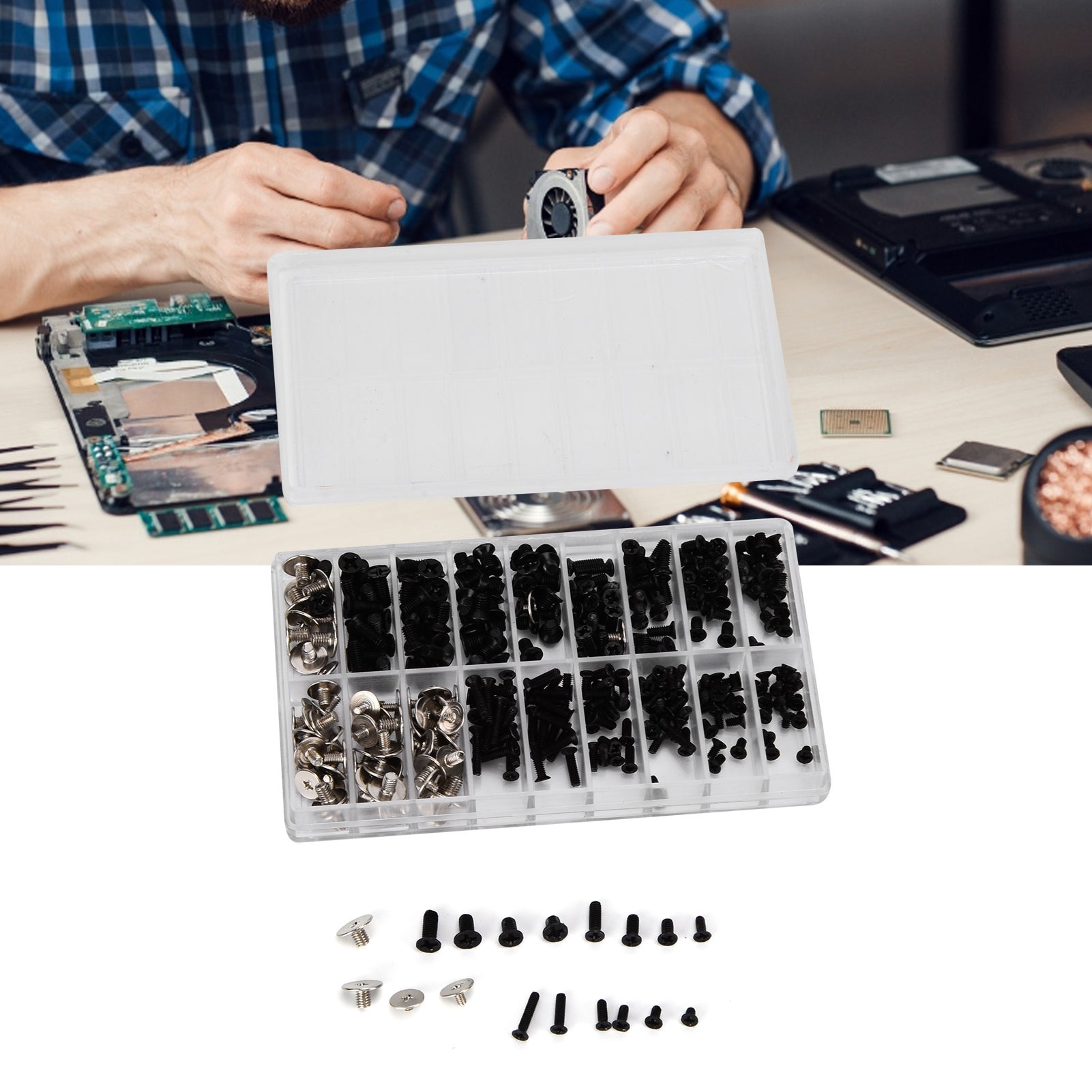 Kit 360 vis PC alliage acier M2‑M3 cruciforme, assortiment maintenance informatique - 3