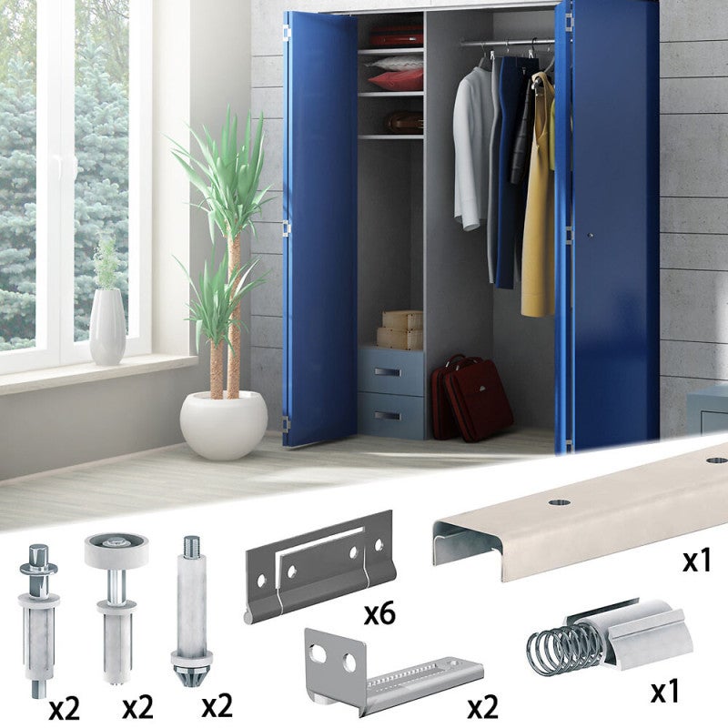 Système coulissant pliant SLID'UP 200 pour porte de placard 4 panneaux - rail 1822 mm - 14 kg - 2