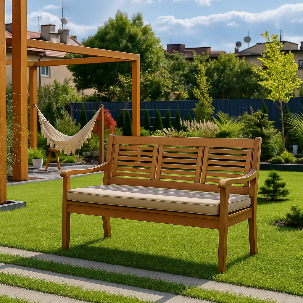 Cojín para banco de jardín 120x50x7cm asiento, cojín para banco de jardín Beige, cojín de asiento plano, cojín para columpio de jardín - 5