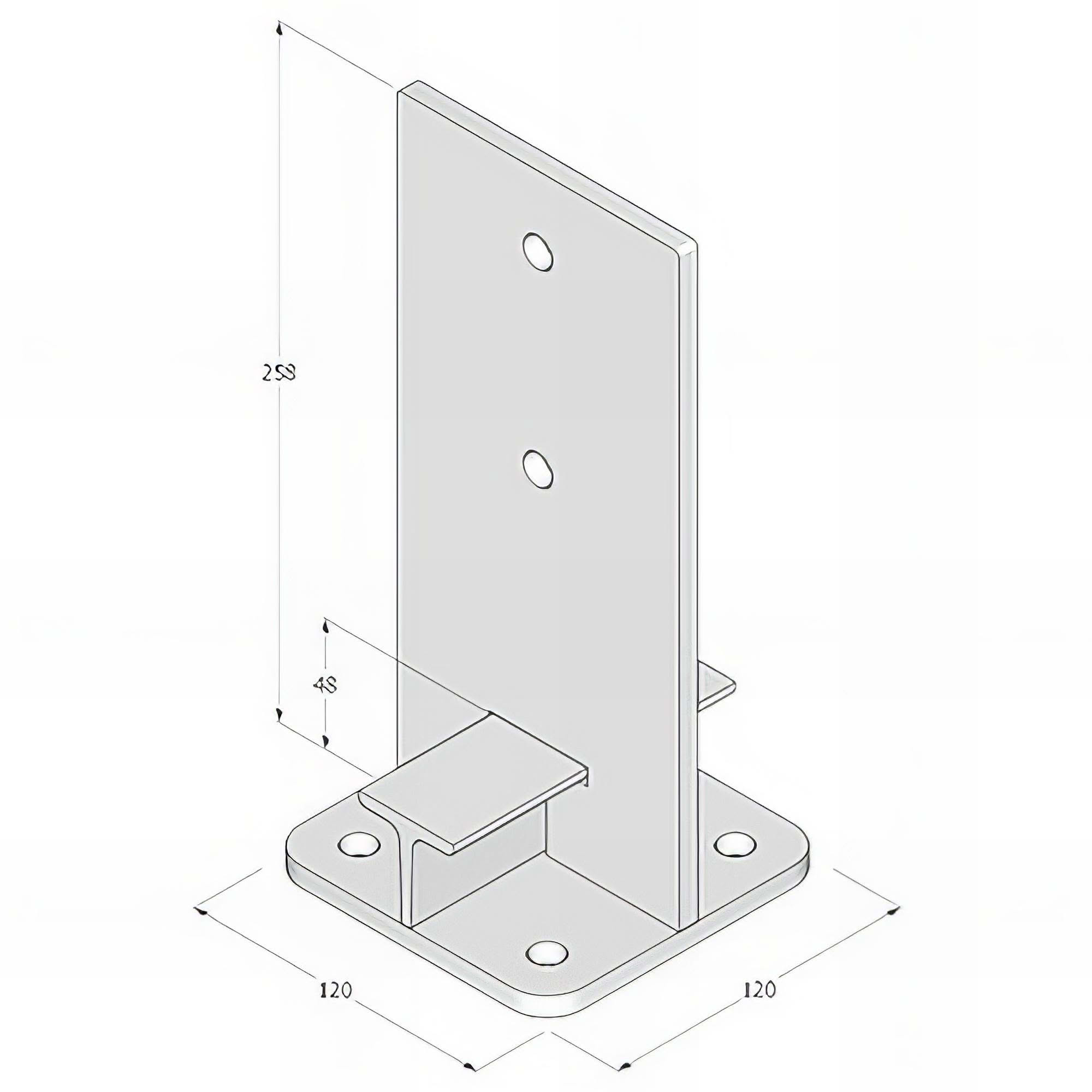 Pied De Poteau En Acier Zingué à Visser 100 X 200 X 6,0 Mm - Fixation Solide Pour Structures Bois