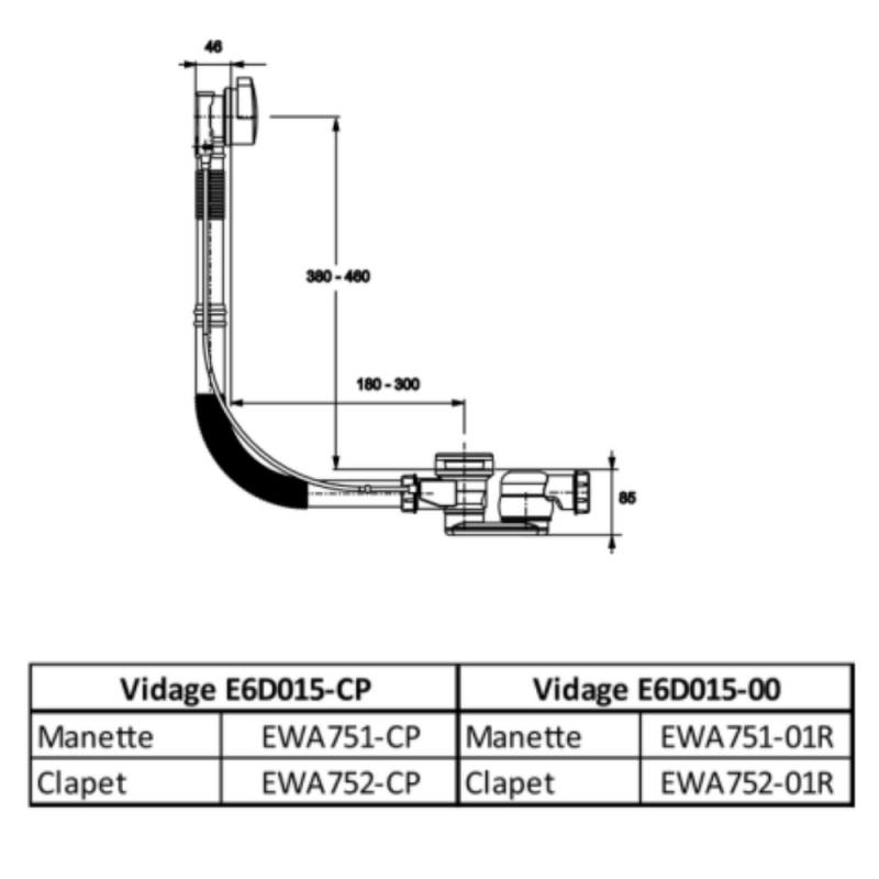 Vidage baignoire extra-plat JACOB DELAFON Blanc - 2
