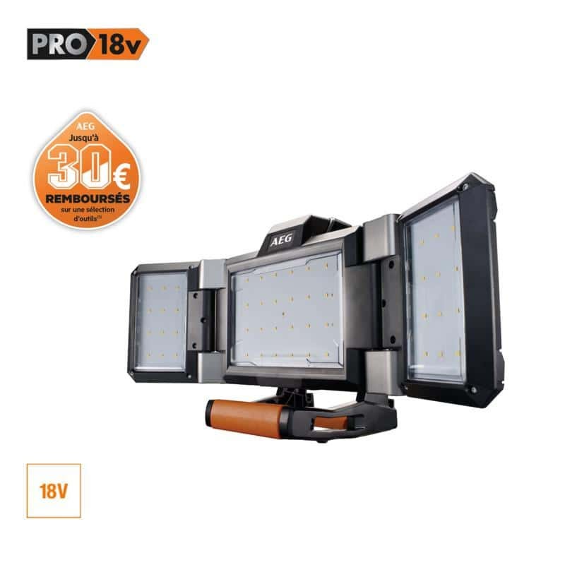 Triple panneaux lumineux LED AEG 18V - 3500 lumens - Sans batterie ni Triple panneaux lumineux LED AEG 18V - 3500 lumens - Sans batterie ni