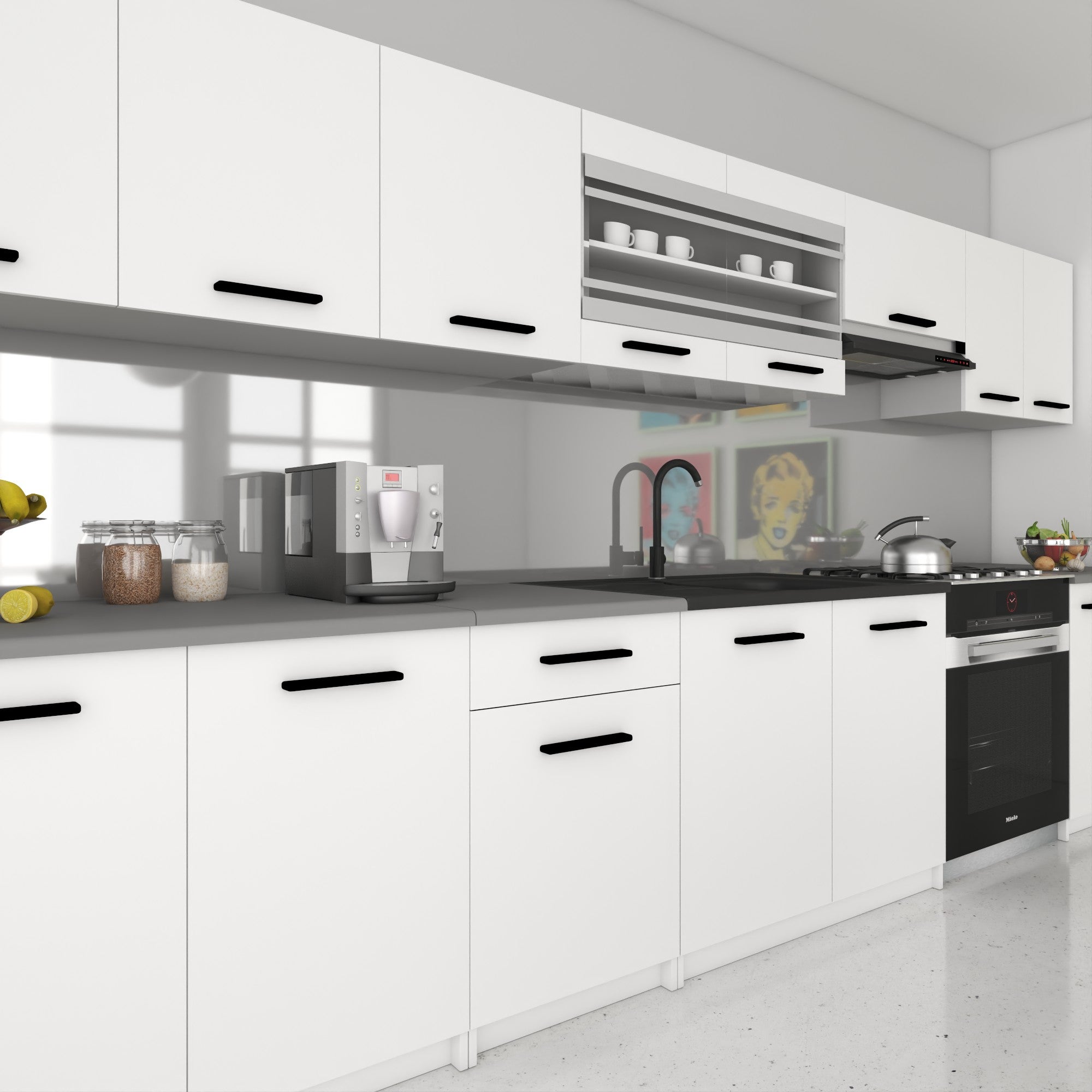 BELINI Cuisine Equipee Complete ITALIA 3 - 320 cm. Cuisine avec Plan de Travail, Blanc Mat - 3