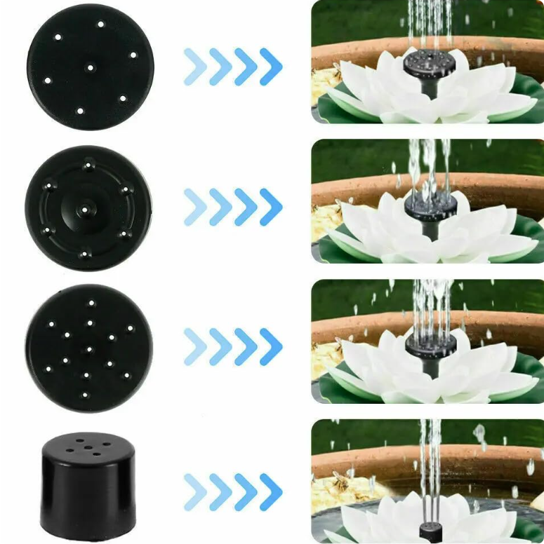 Fontaine solaire flottante d'extérieur avec nénuphar, bain d'oiseaux, pompe solaire, 4 modes pour bassin à poissons, jardin, aquarium, piscine，2.5W - 2