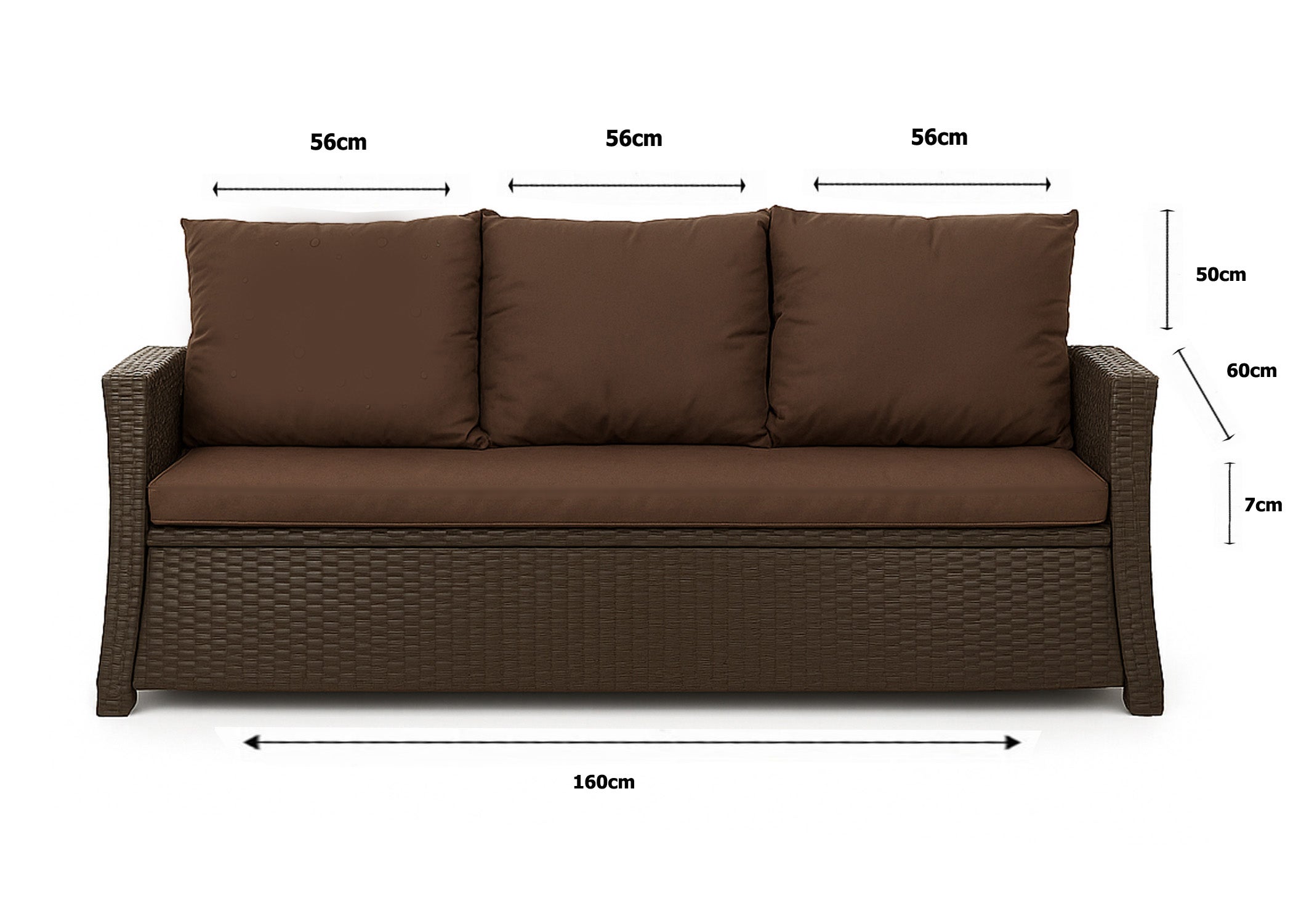 Coussins de canapé meubles de jardin en résine tressée Marron, Coussins balançoire d'extérieur 160x60x50cm Coussin de banc de jardin 3 places -Mix - 3