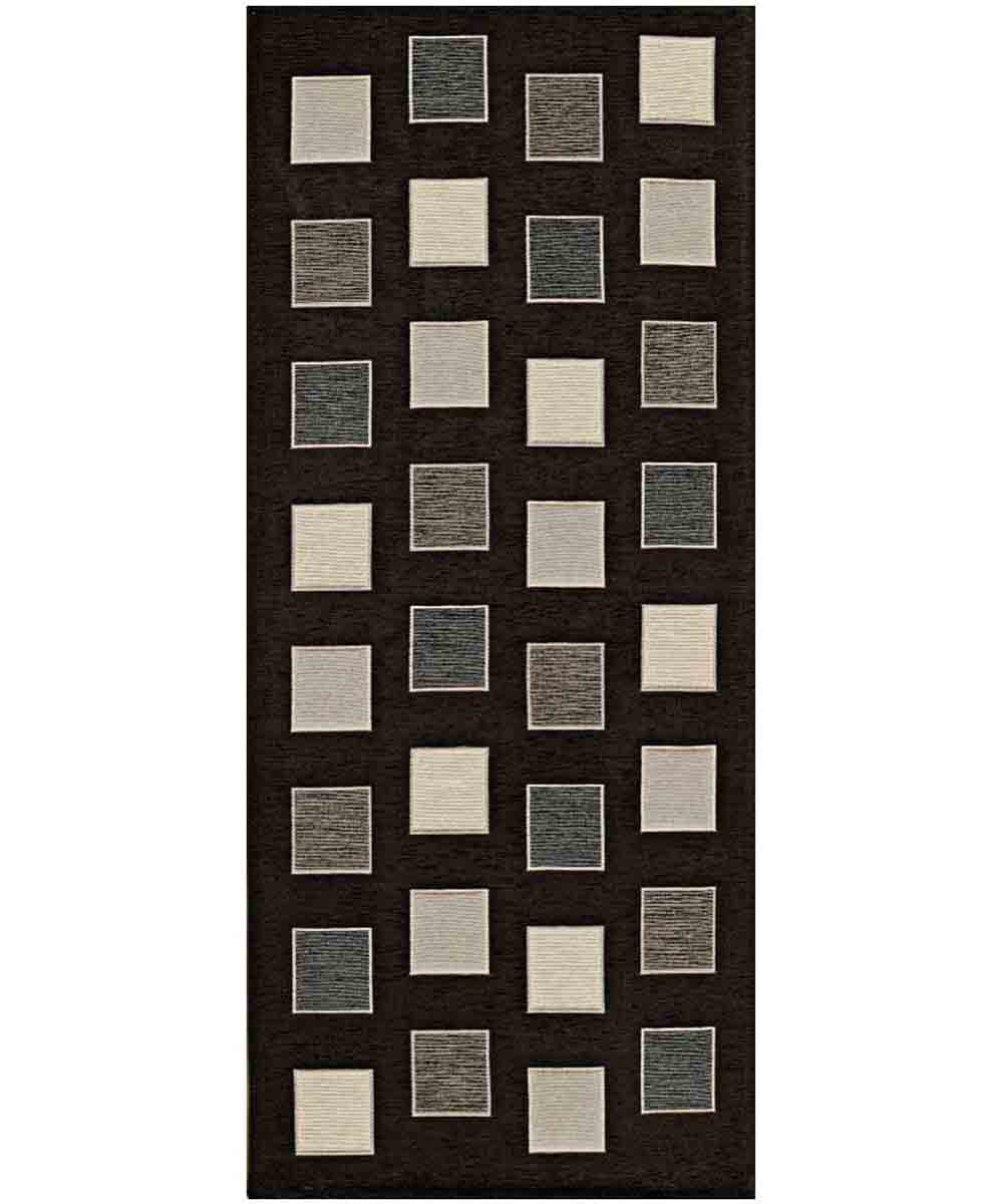 Dywan welurowy antypoślizgowy SQUARE 55x190 cm, czarny | GalleriaFarah1970