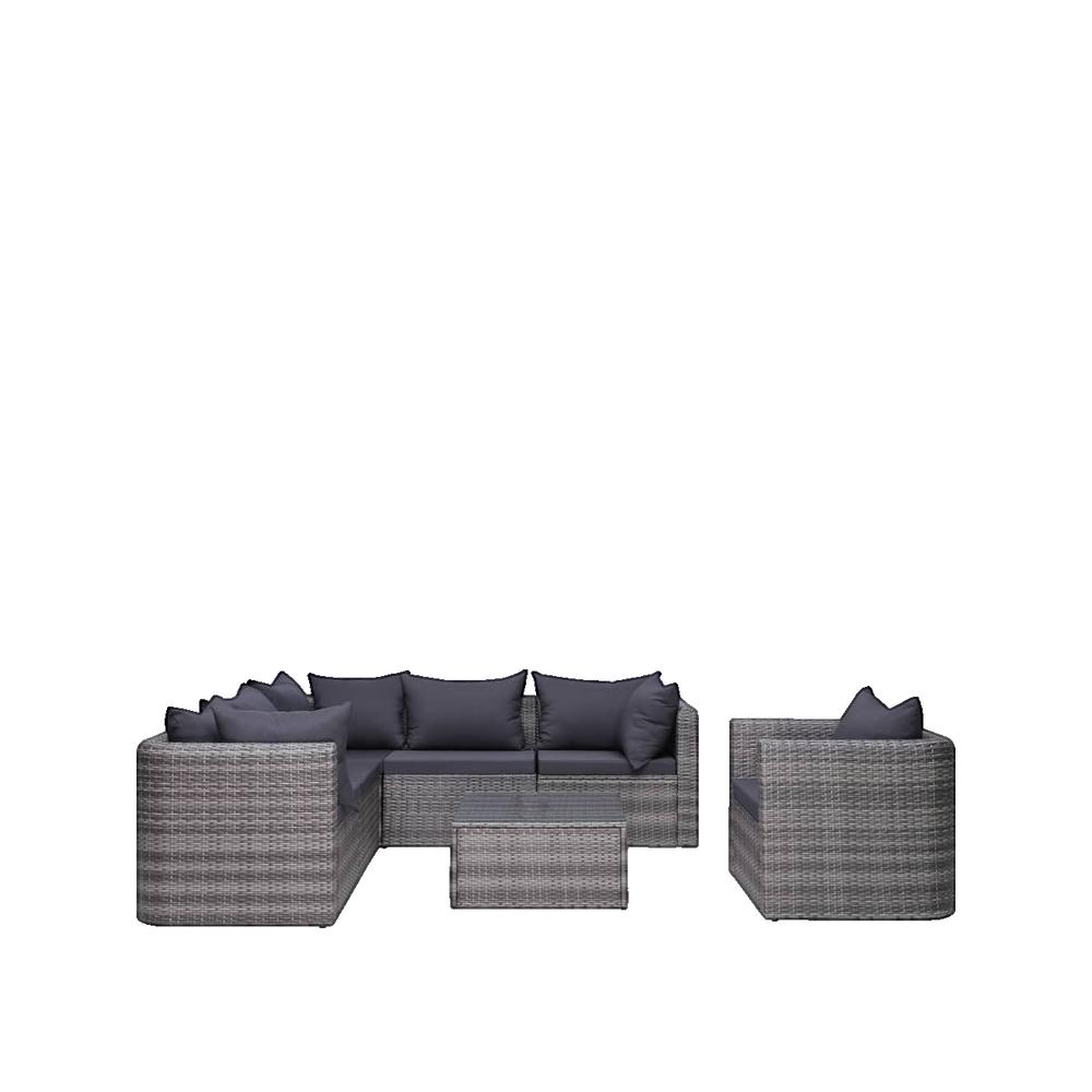 Salon bas de jardin en Rattan synthétique Gris 6 personnes - 2