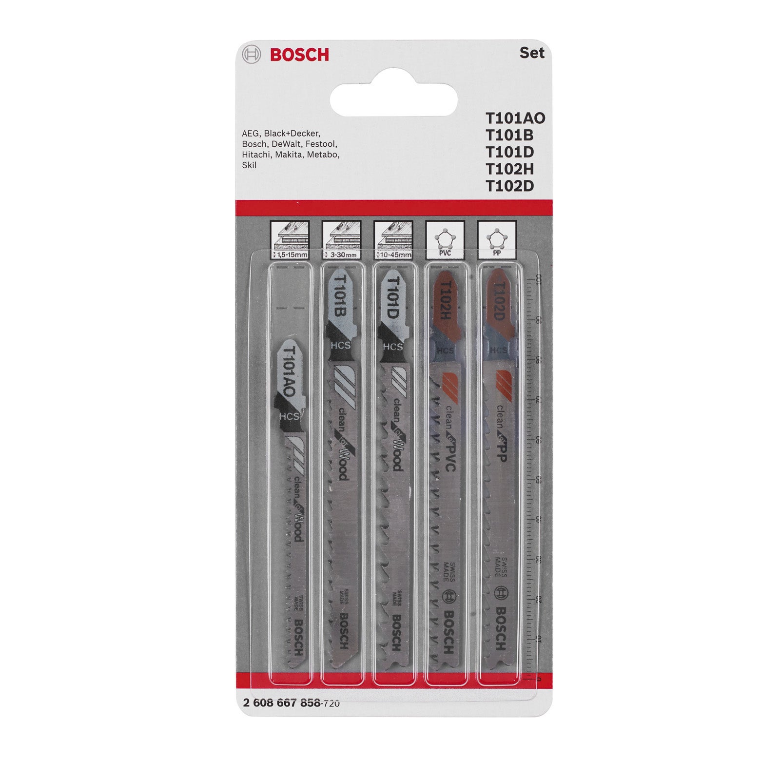 Jeu De 5 Lames De Scie Sauteuse Bosch T101BR - Pour Coupes Précises - Neuf