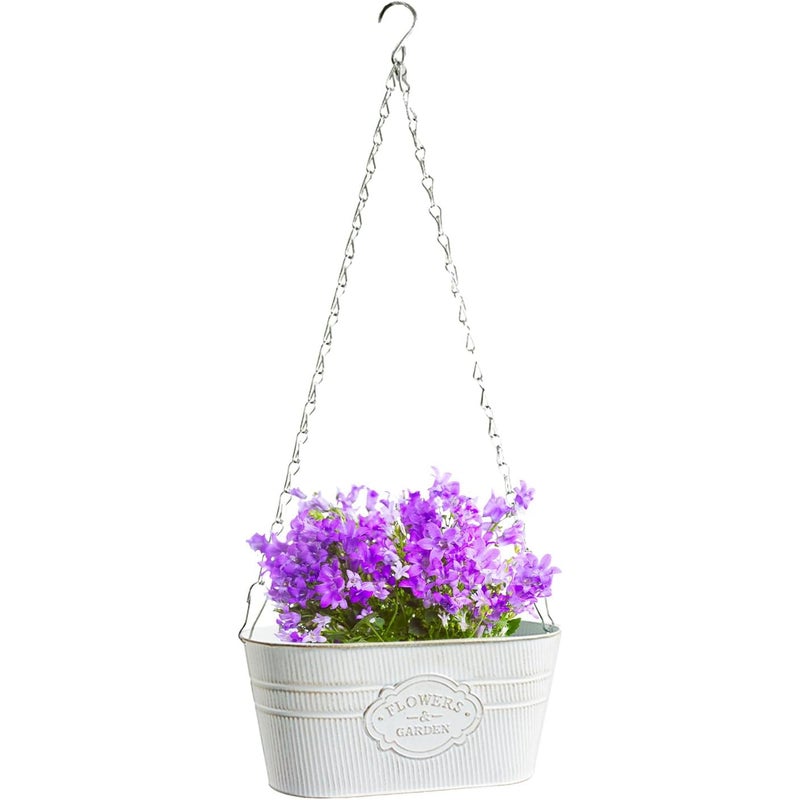 Doniczka wisząca z kutego żelaza o średnicy 27 cm, odpowiednia do ogrodu balkonowego – rustykalna, dekoracyjna