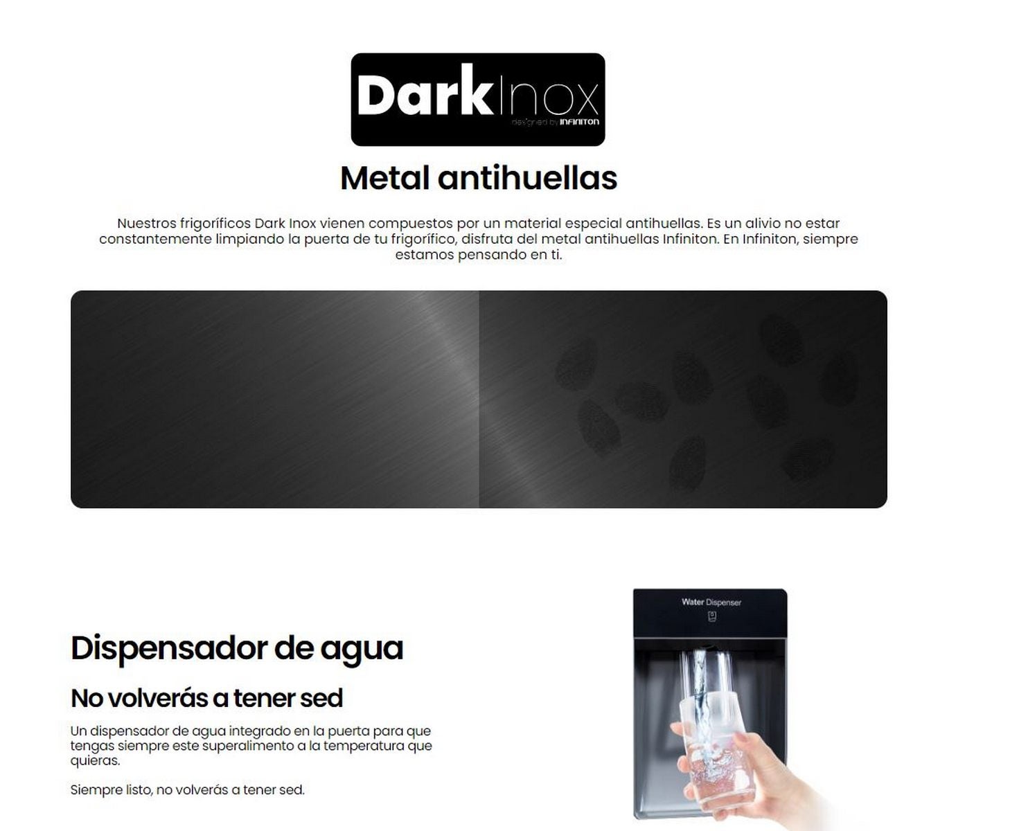 Frigorífico combinado Infiniton FGC-A174ND, 231 l, 170 cm, Total No Frost, E, Dispensador de água, Dark Inox - 4