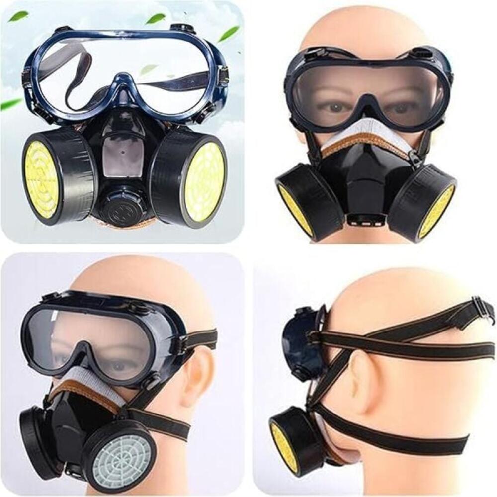 Masque de protection respiratoire réutilisable – Double filtration 97% – Lunettes de protection incluses – Pour peinture et travaux mécaniques - 2