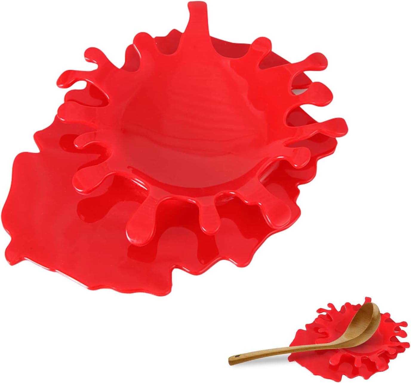 Kreatywny, czerwony silikonowy uchwyt na łyżkę w kształcie rozlanego ketchupu