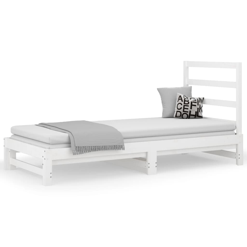 Sofá cama | cama para adultos extraíble madera maciza de pino blanco 2x(90x200) cm cfw802080