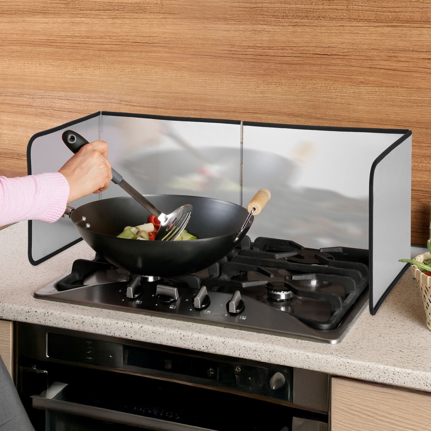 Plaque Anti Projection Cuisine Pliable Protection D'écran Anti-éclaboussures, Protection pour la Cuisine et Plaque de Cuisson,134X30CM - 8