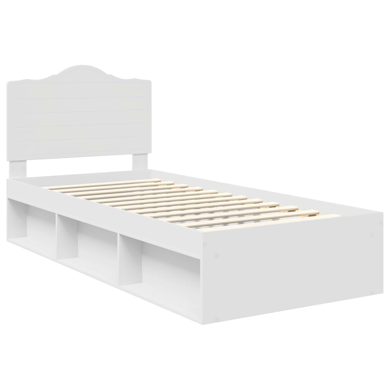 Cadre de lit avec tête de lit en pin massif blanc pour la chambre, 90 × 200 cm - 4
