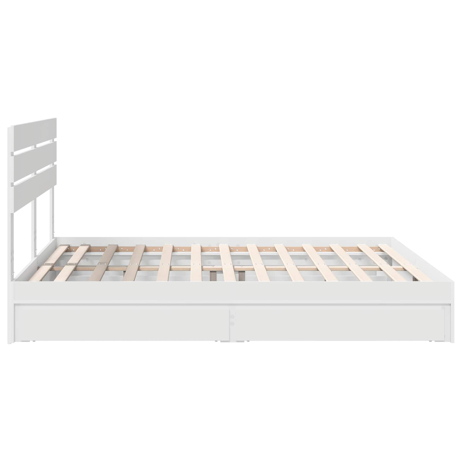 Lit de rangement blanc 180 x 200 cm panneau de bois - 9