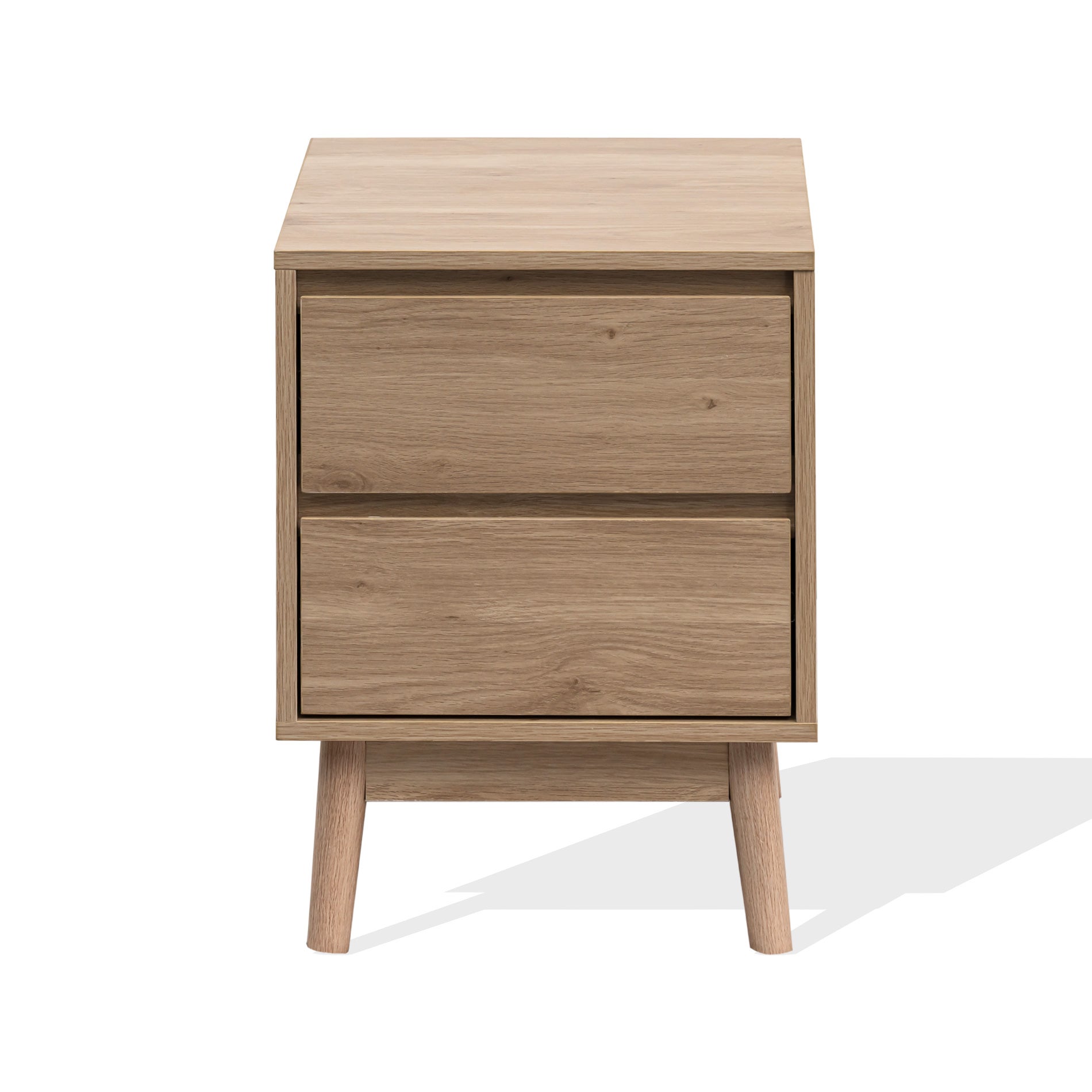 Rebecca Mobili Mesa de cabeceira de madeira castanha nórdica de 2 gavetas para dormitório - 6