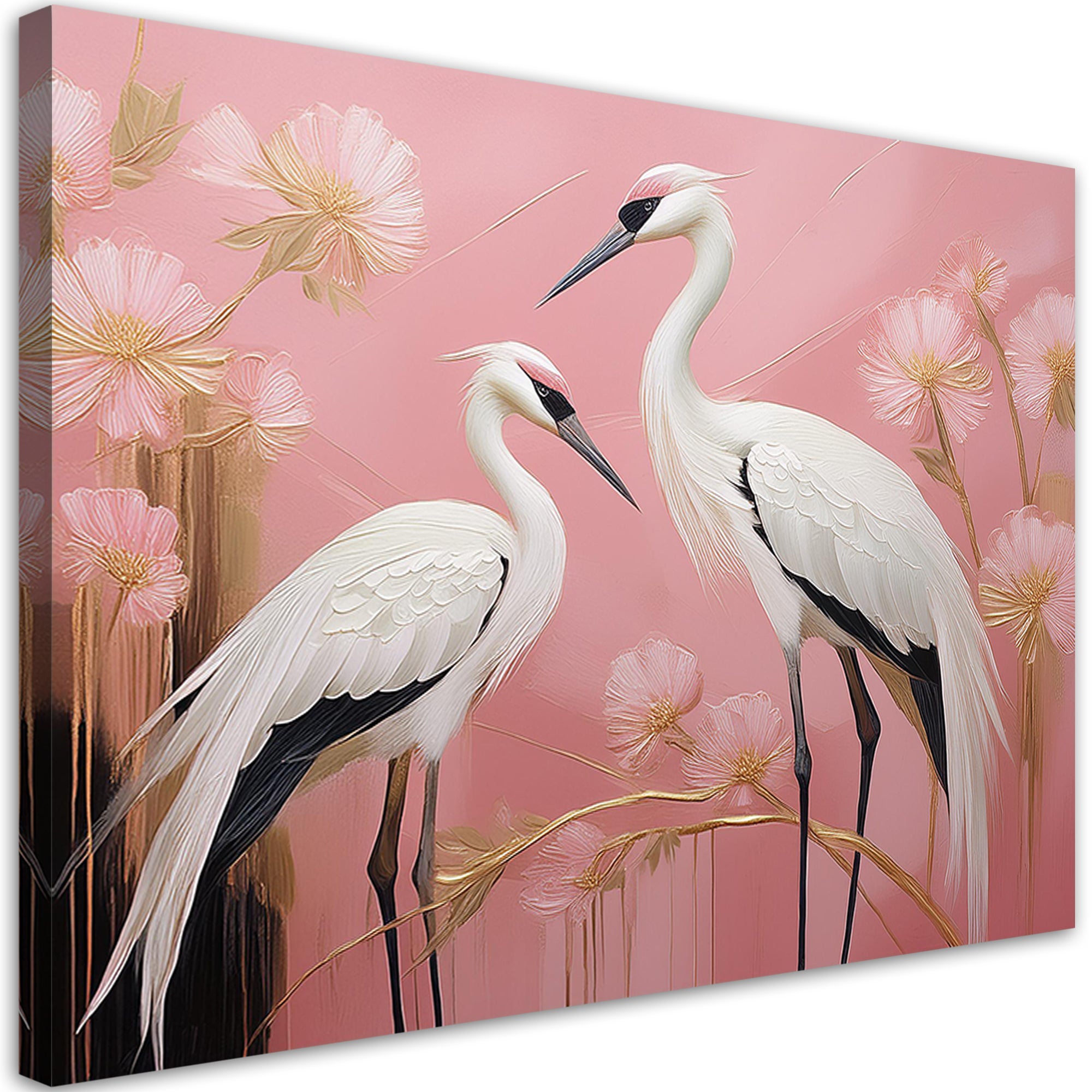 Tableau sur toile, Oiseaux grues roses 60x40 | Leroy Merlin