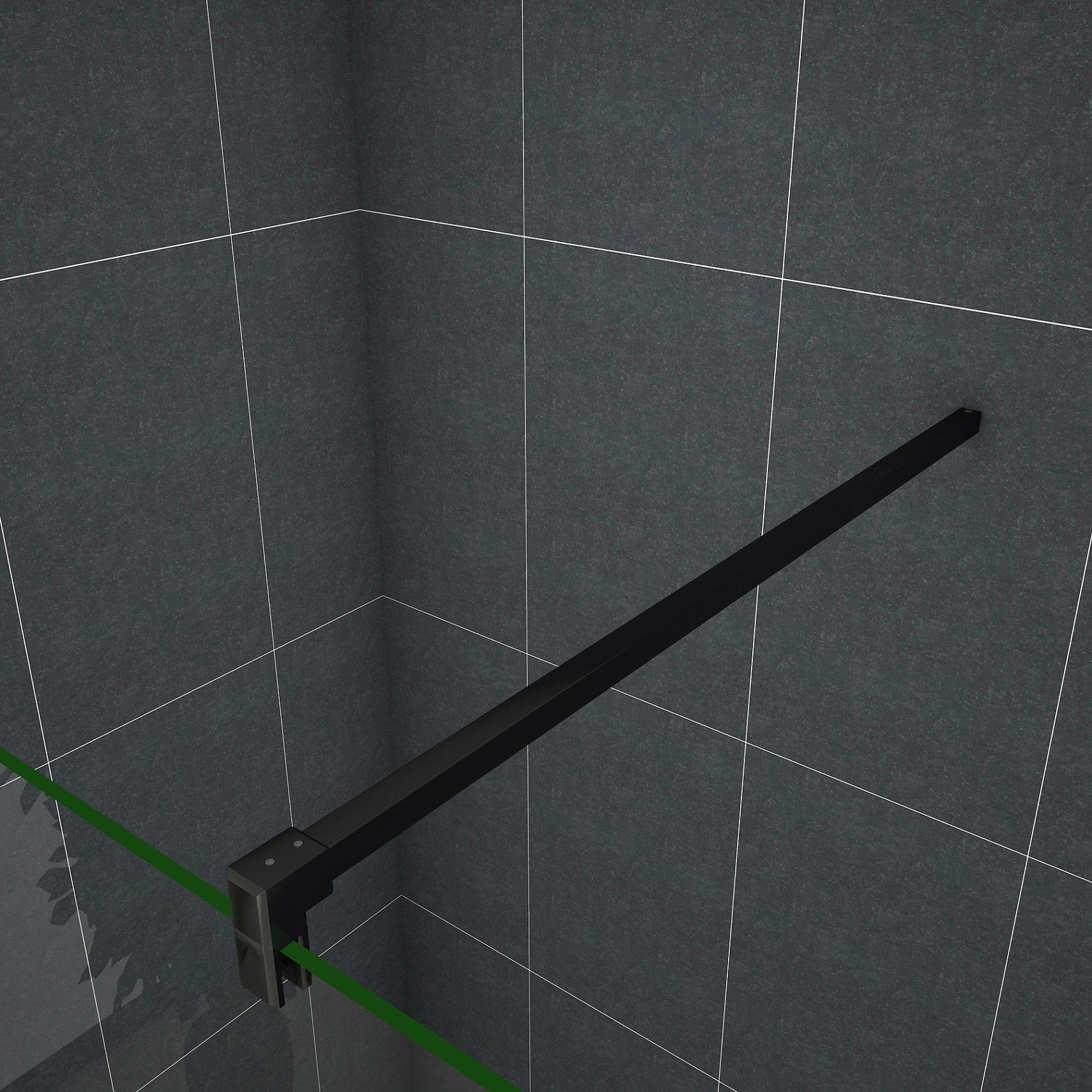 Océan paroi de douche noire 130x200cm en verre securit, paroi de douche à l'italienne + barre de fixation 90cm noire la pince tournée - 4