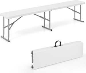 Banc De Jardin Pliable 3 Places - 182 Cm - HDPE Et Métal - Charge 300 Kg - Transport Facile - Pour Terrasse, Camping, Pique-nique
