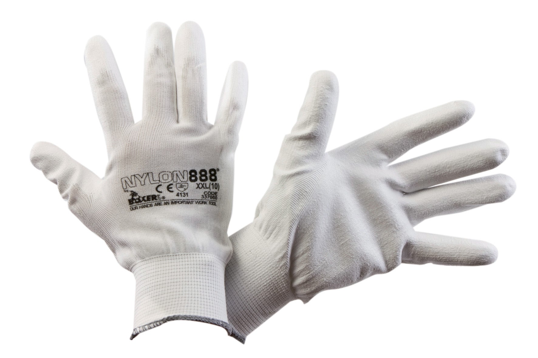 Gant Polyuréthane (PU) BLANC Support Polyester Sans Couture - Roumois Color