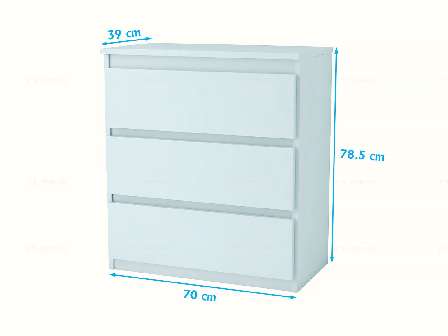 Buffet bahut Issa 70 cm Caisson Blanc MAT avec 3 Tiroirs en 18 mm - 3