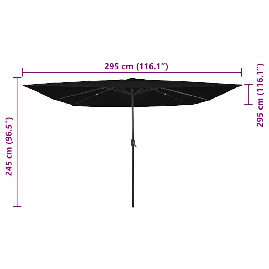 Parasol de jardin Noir 295 x 295 x 245 cm Polyester et Acier - 8