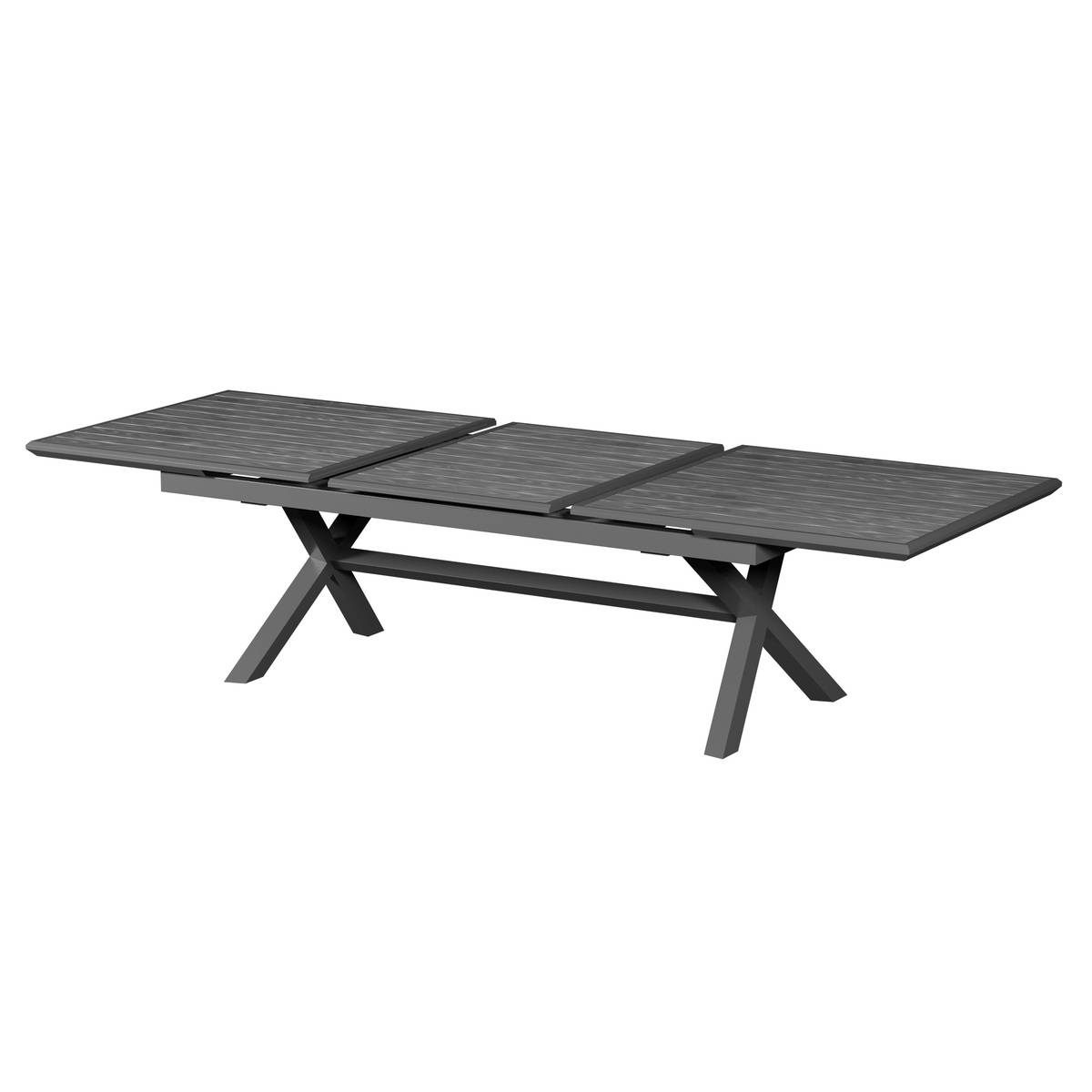 Table de jardin extensible rectangulaire en Aluminium Gris 12 places - 5
