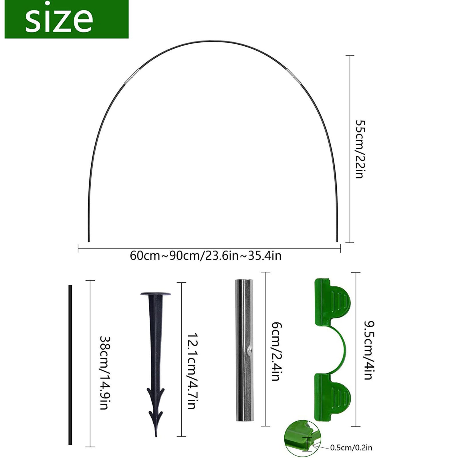 Arches de serre, supports pour plantes, supports horticoles,structures d'arches de soutien, arches de jardin, tiges en fibre,idéales plantes-ZAEWRY - 5