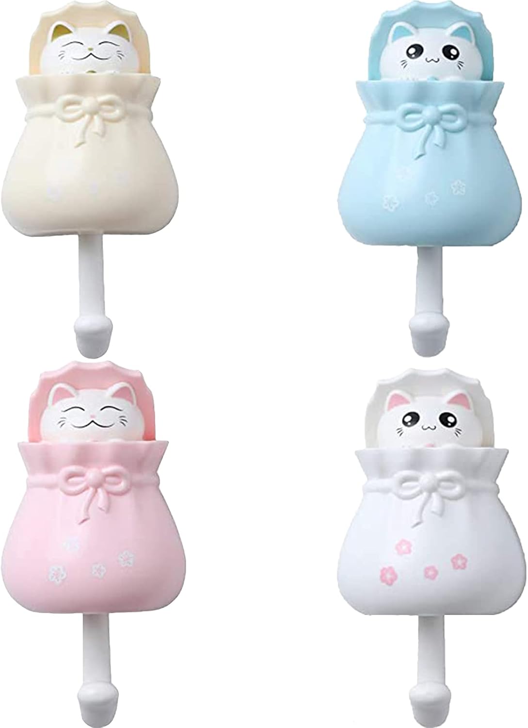 4 samoprzylepne haczyki ścienne w kształcie zwierzątek dla dzieci, na ręczniki, płaszcze, klucze, torby i czapki.