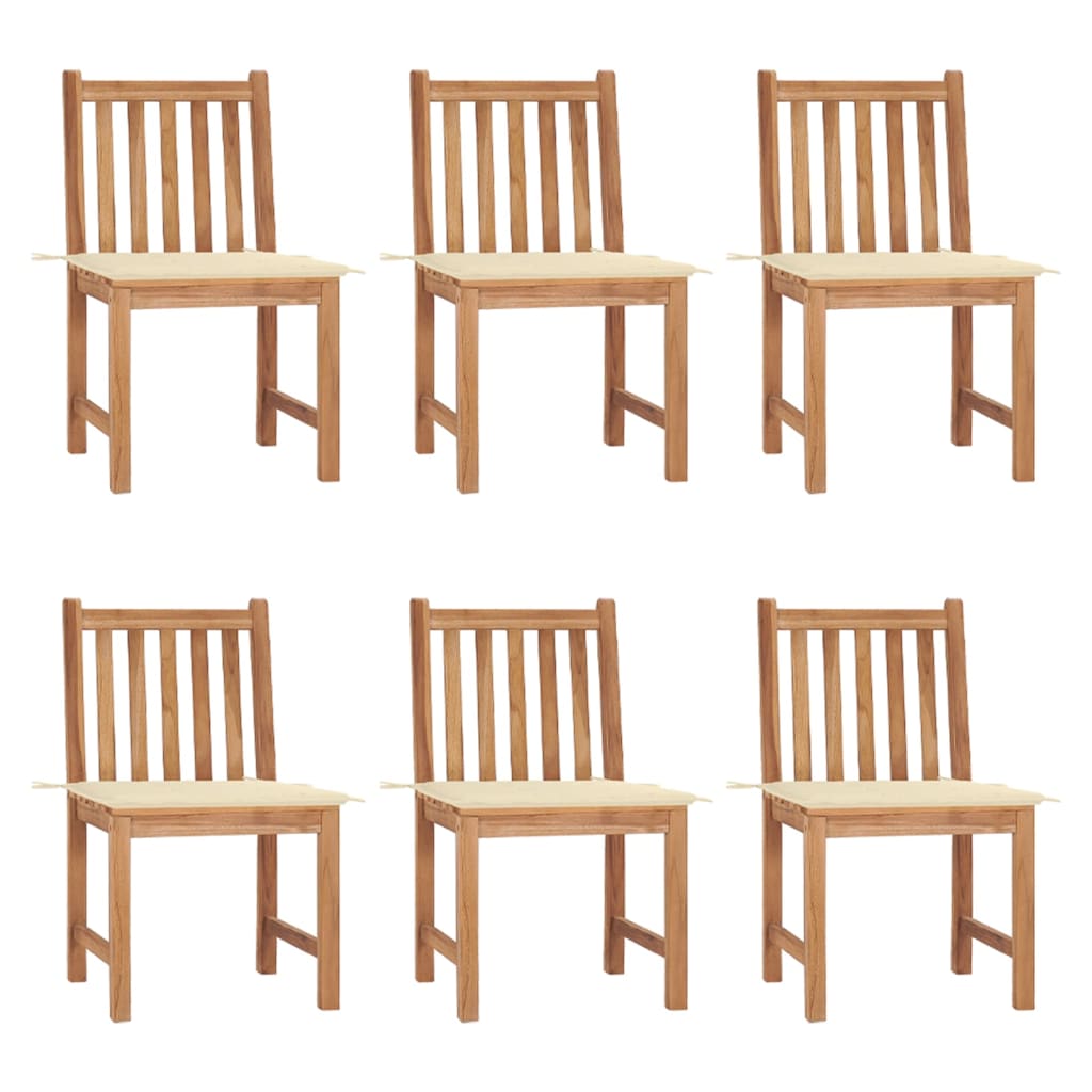 Chaises de jardin 6 pcs avec coussins Bois de teck massif - 2