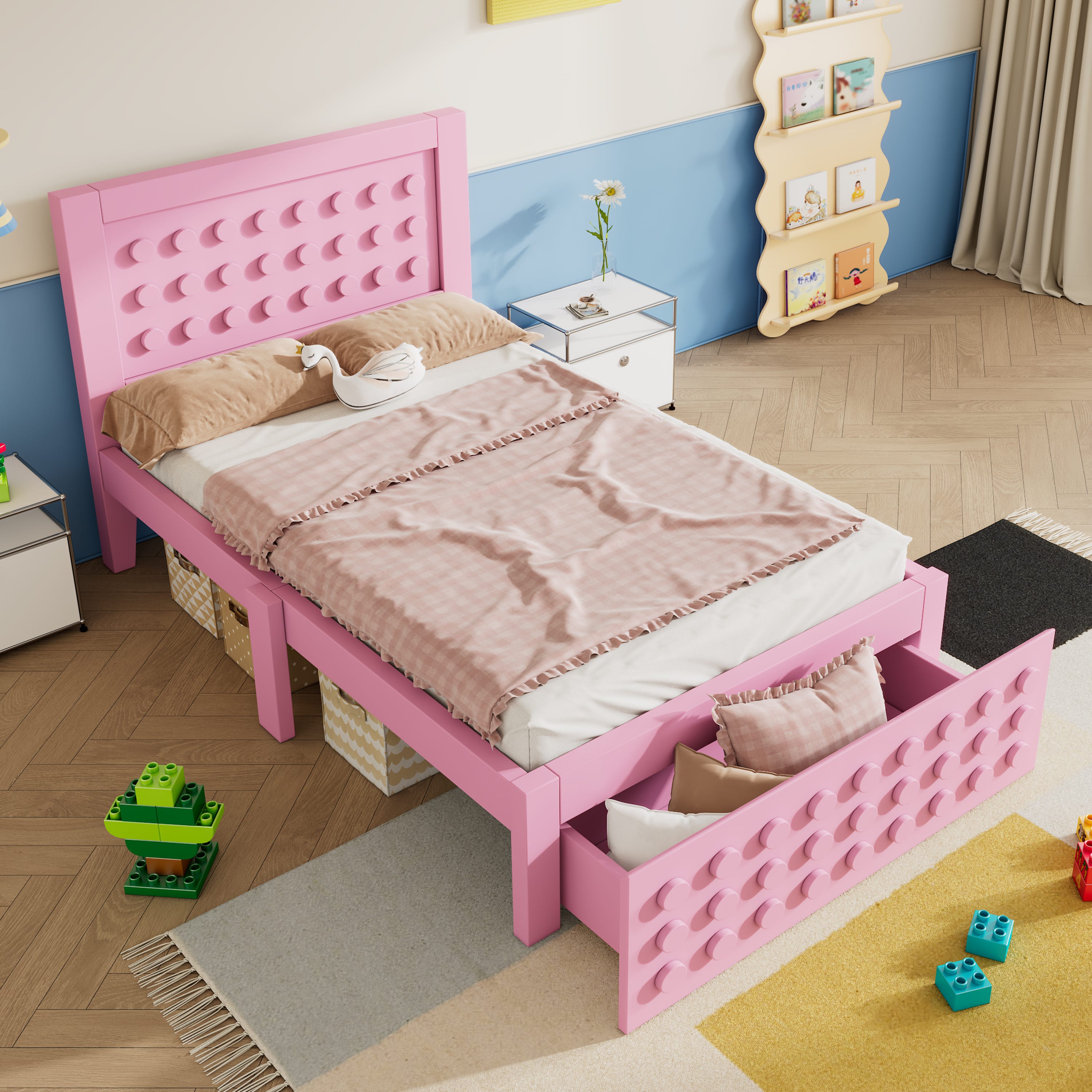 Lit enfant Tedy 90X190 cm - 1 Matelas , 1 Sommier et Tiroir inclus Lit enfant Tedy 90X190 cm - 1 Matelas , 1 Sommier et Tiroir inclus