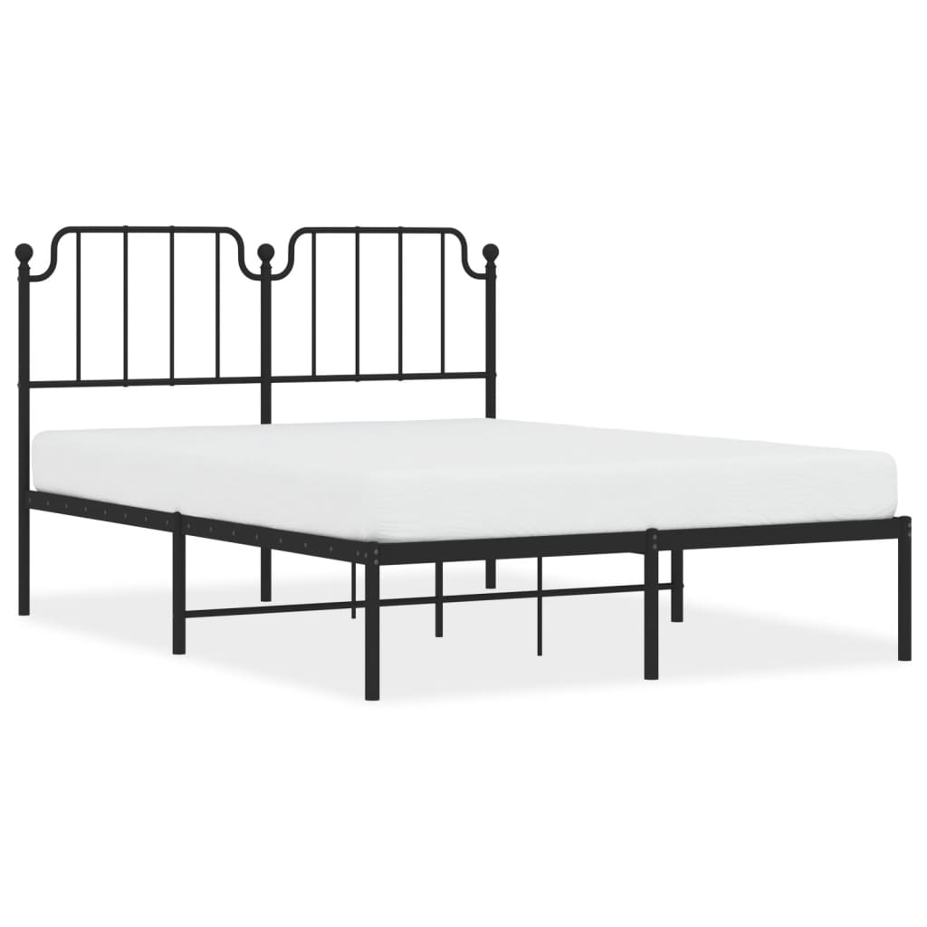 Łóżko Metalowe Czarne Rama Łóżka Ze Stelażem Do Sypialni Pokoju 140x190 cm
