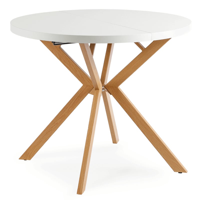 Stół Okrągły Rozkładany Do Jadalni Salonu Kuchni Biały Dąb DORIAN 80/160
