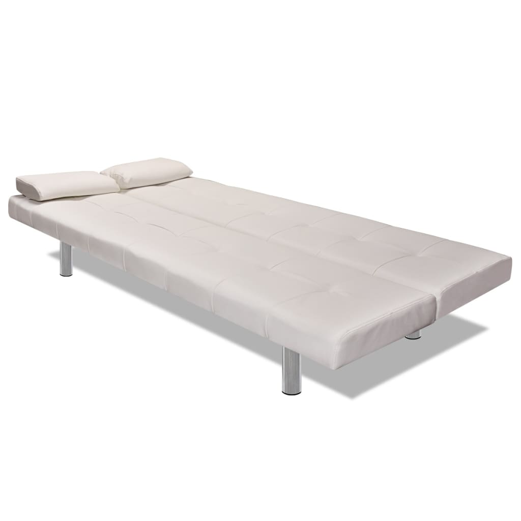 Divano letto regolabile con due cuscini in ecopelle bianco panna 02_0019535 - 3