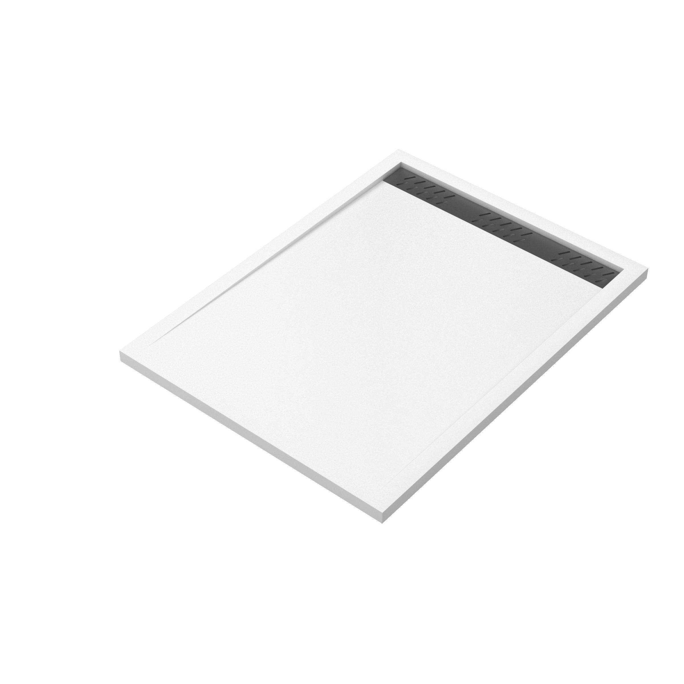 Receveur en acrylique Blanc 90x120x4 cm + Grilles Linéaires Chrome et Gun Metal - WHITENESS II - 3